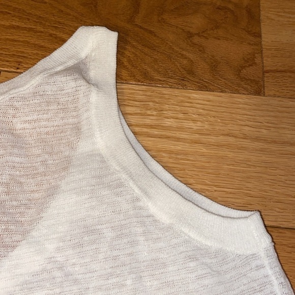 NWT Re/Done Linen Blend Sheer Henley Tank in vintage, white , size small - Picture 7 of 10